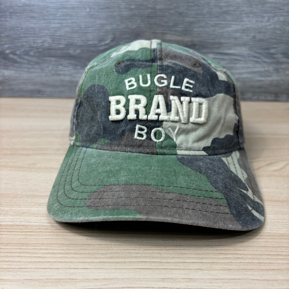 Vintage Bugle‎ Boy Hat Cap Strap Back Green Camouflage Outdoors